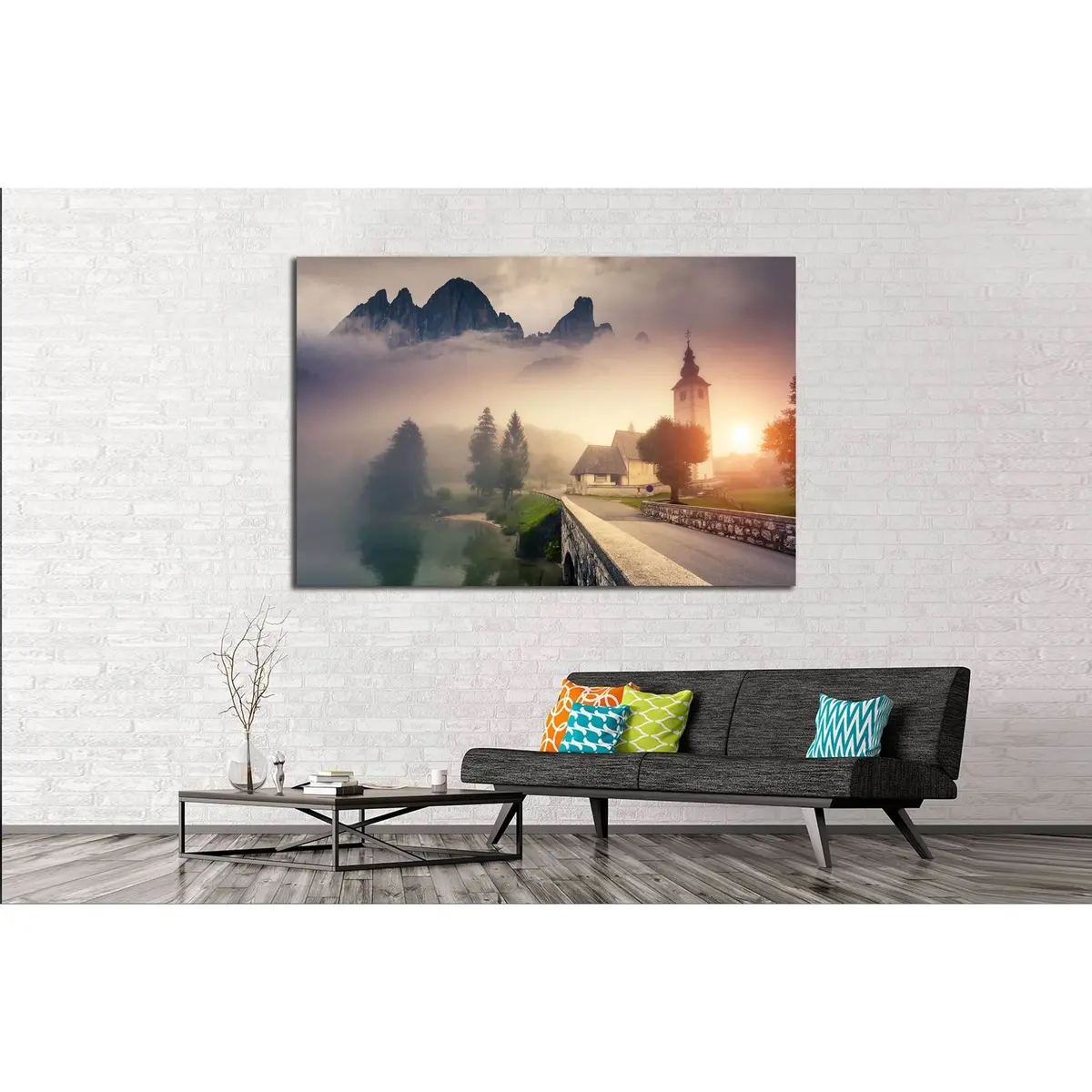 Majestic Colorful Foggy Morning Scene In The Triglav National Park №2653 Ready To Hang Canvas Print 3