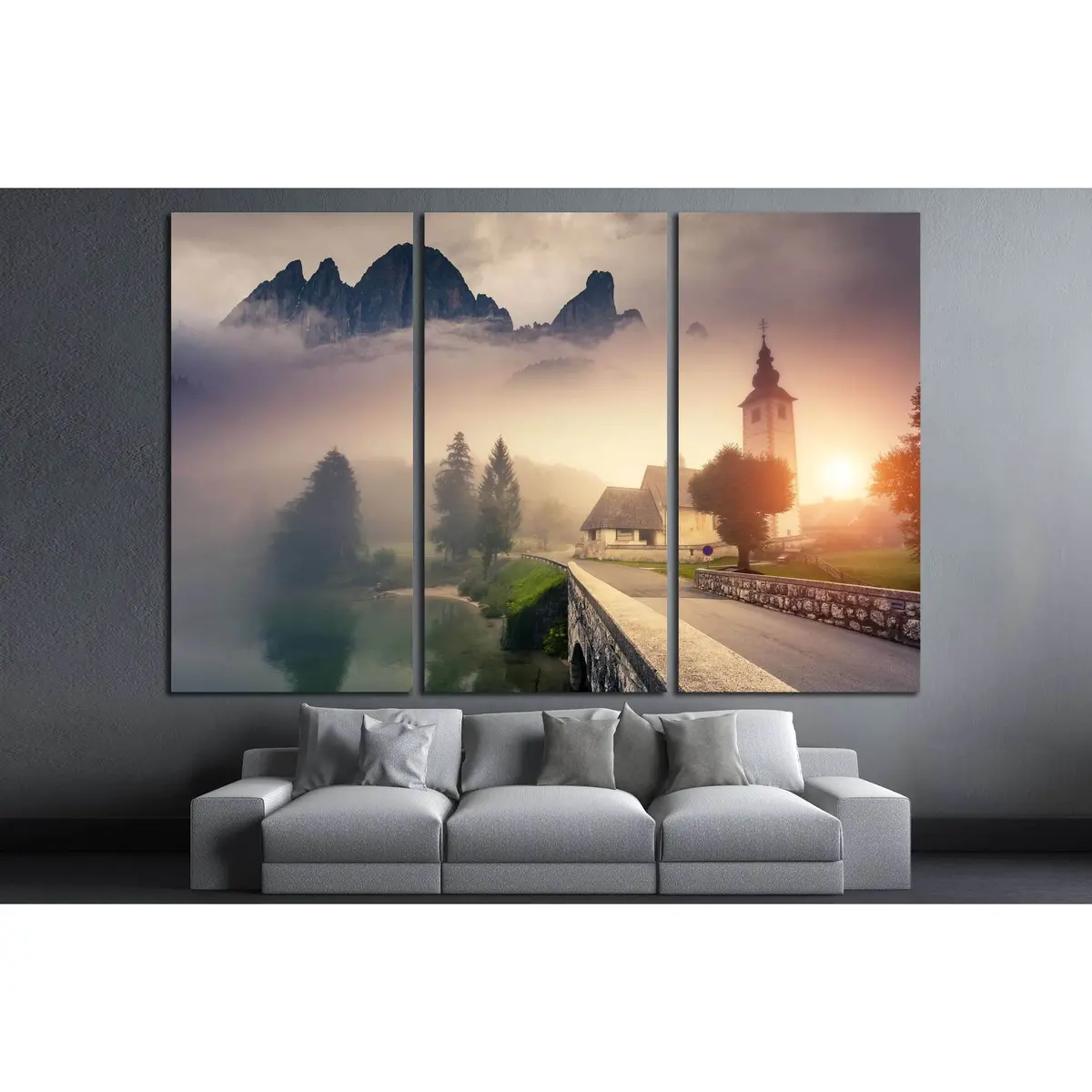 Majestic Colorful Foggy Morning Scene In The Triglav National Park №2653 Ready To Hang Canvas Print 5