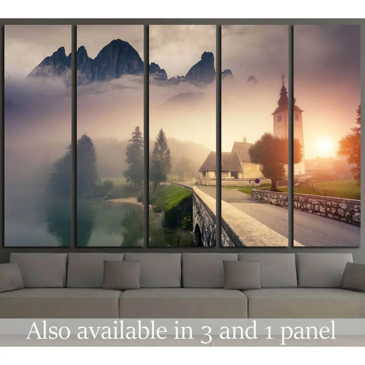 Stunning Fog-Draped Morning Landscape in Triglav National Park – Canvas Wall Art Print #2653