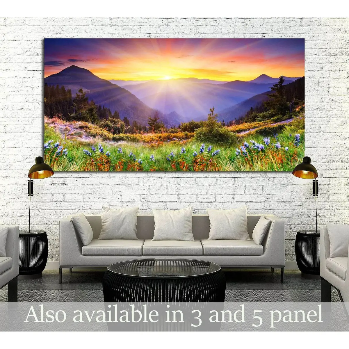 Majestic Sunset In The Mountains Landscape №2669 Ready To Hang Canvas Print 1