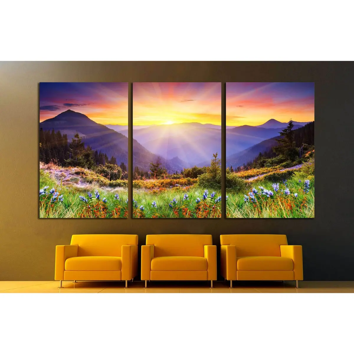Majestic Sunset In The Mountains Landscape №2669 Ready To Hang Canvas Print 2