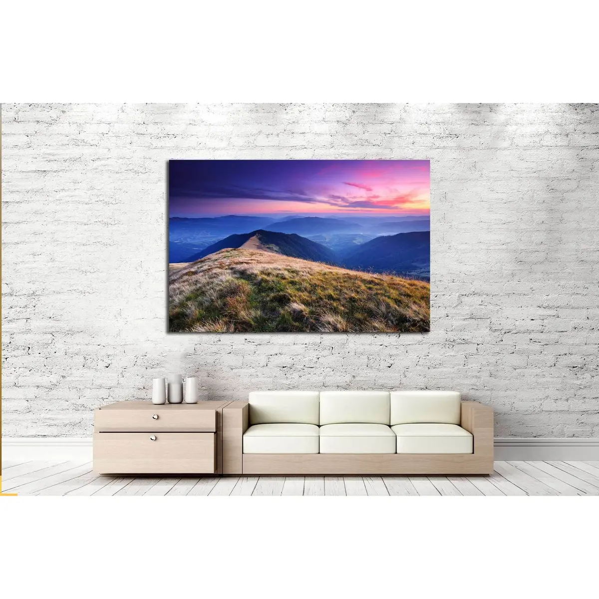 Majestic Sunset In The Mountains Landscape №2674 Ready To Hang Canvas Print 3