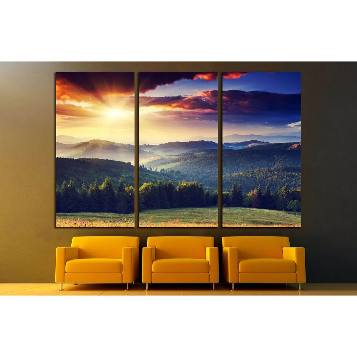 Majestic Sunset In The Mountains Landscape. Dramatic Sky. №2681 Ready To Hang Canvas Print 5