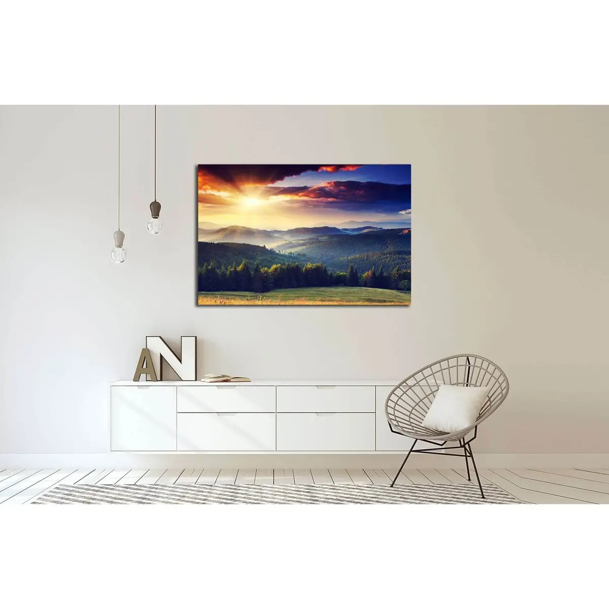 Majestic Sunset In The Mountains Landscape. Dramatic Sky. №2681 Ready To Hang Canvas Print 3