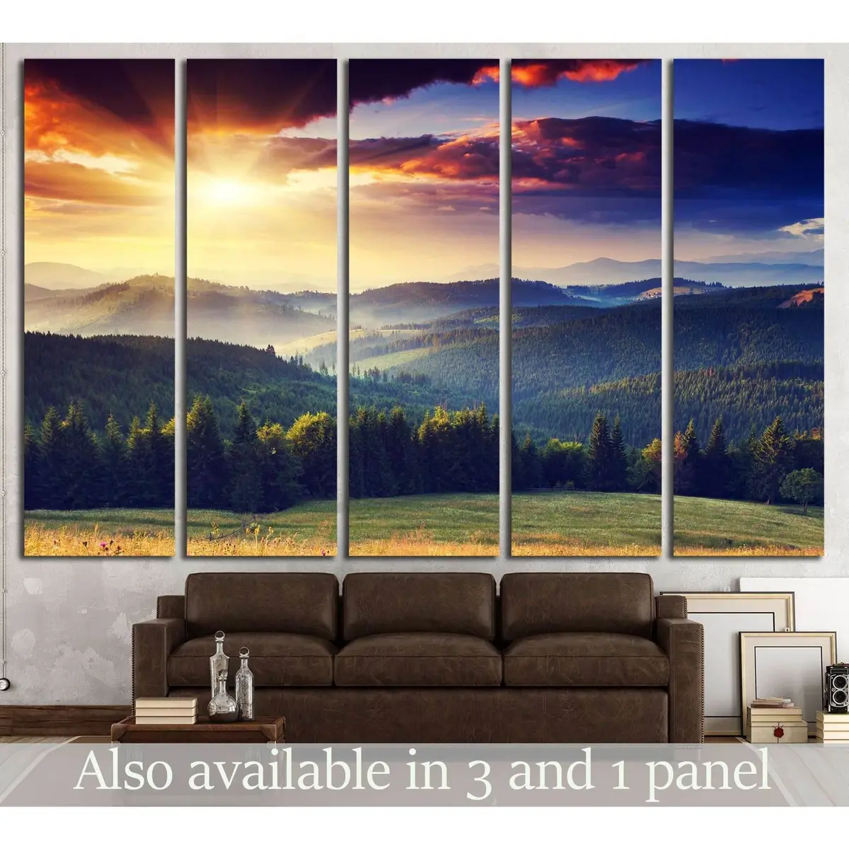 Dramatic Mountain Sunset Landscape Canvas Art Print — Ready to Hang, #2681