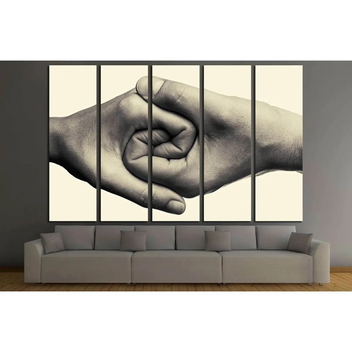 United Hands Canvas Art – Symbolic Male and Female Connection Wall Decor - Image 3