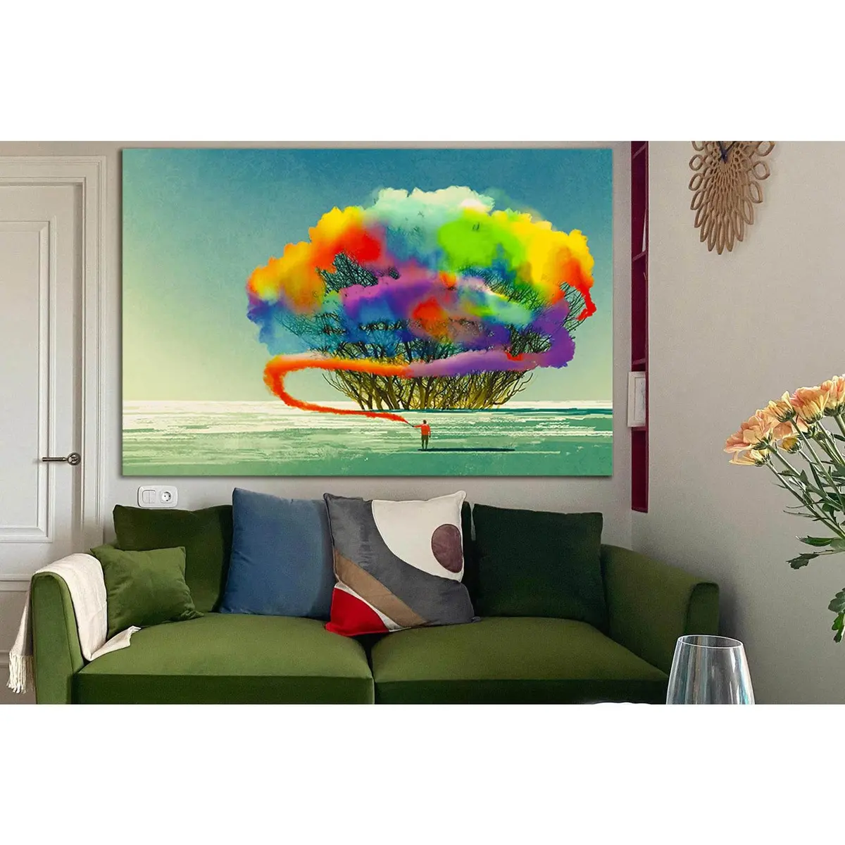 Man Draws Colored Smoke №Sl1262 Ready To Hang Canvas Print 1