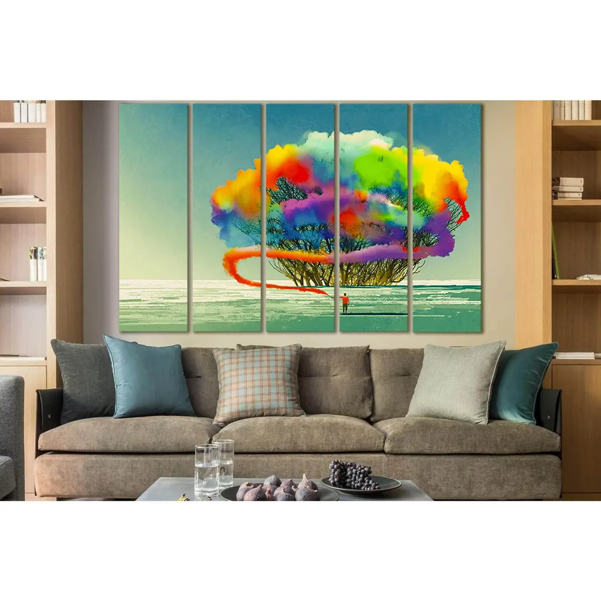 Abstract Smoke Art Canvas Print – Man Drawing Vibrant Colored Fumes, SL1262 - Image 3