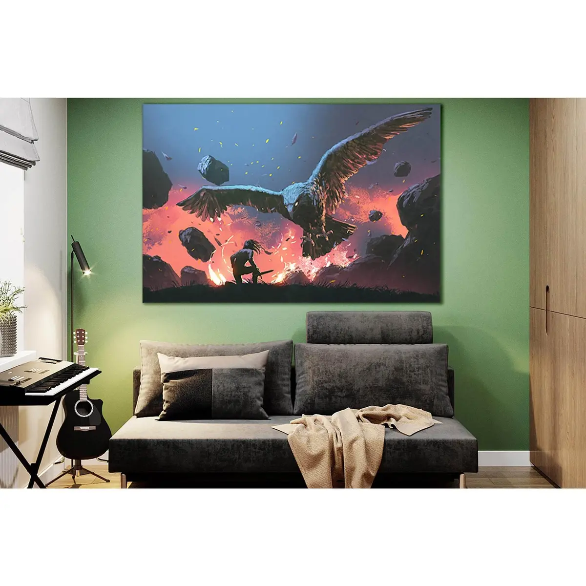 Man Fighting With Eagle №Sl1227 Ready To Hang Canvas Print 1