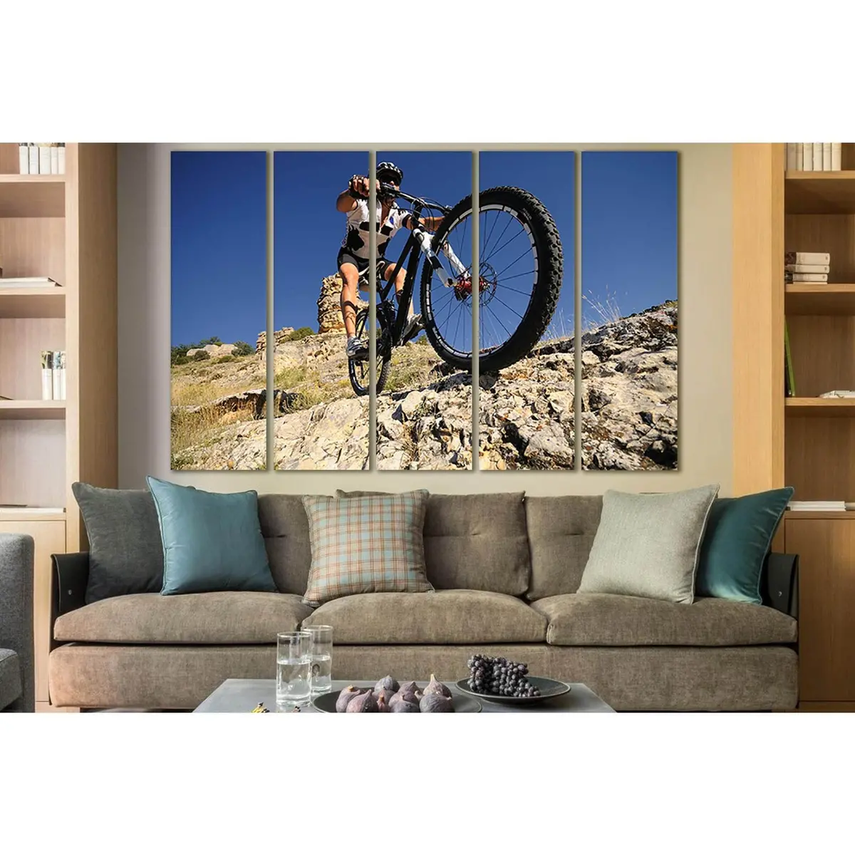 Mountain Biker on Rocky Terrain – SL911 Ready-to-Hang Canvas Art - Image 3