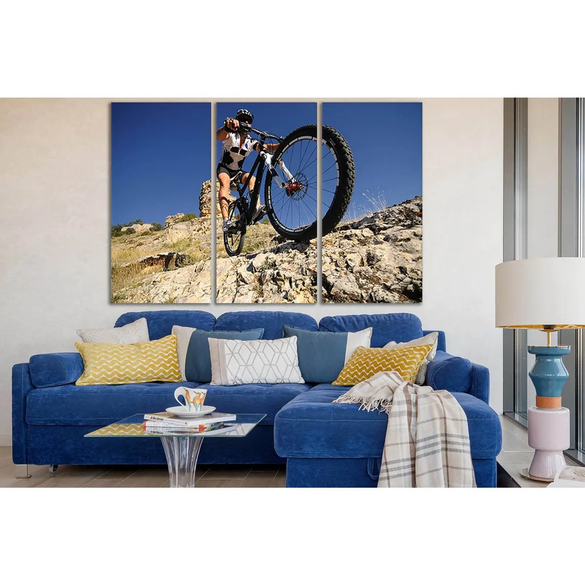 Man On Mountain Bike On The Rock №Sl911 Ready To Hang Canvas Print 5