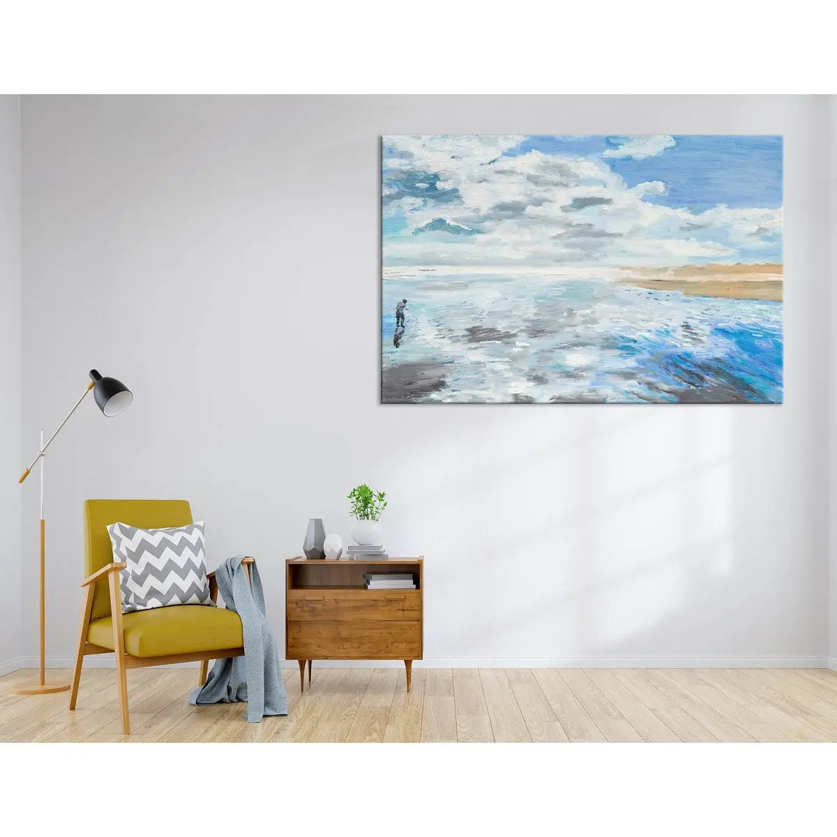 Man On The Seaside Abstract №04327 Ready To Hang Canvas Print 1