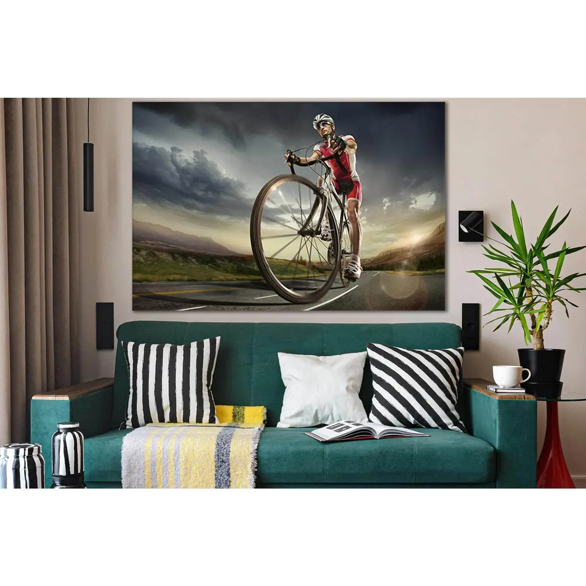 Man Training On His Road Bike №Sl913 Ready To Hang Canvas Print 1
