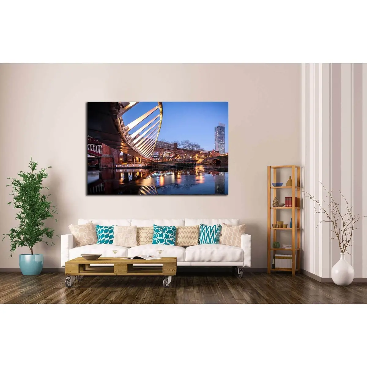 Manchester, North West England, River Irwell, Quay Street, Deansgate And The Chester Road №2051 Ready To Hang Canvas Print 3
