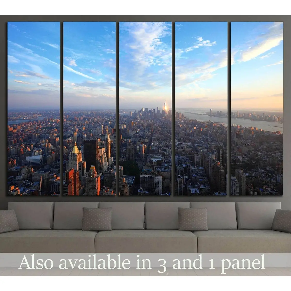 Manhattan Sunset Canvas Art Print #2634 – Premium Ready-to-Hang Wall Decor