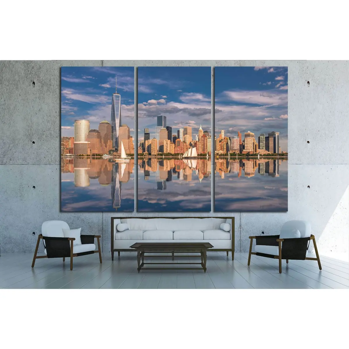 Manhattan At Sunset Reflected In The Hudson River №2657 Ready To Hang Canvas Print 5