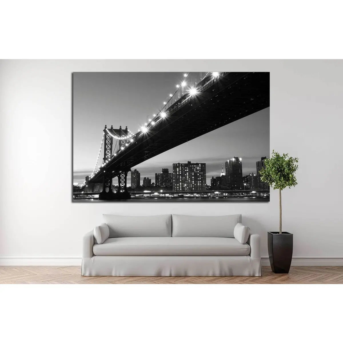 Manhattan Bridge At Nigh №759 Ready To Hang Canvas Print 2