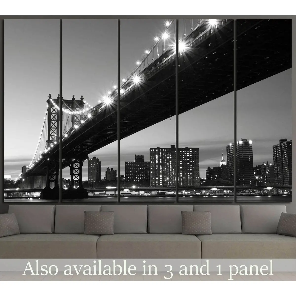 Manhattan Bridge At Nigh №759 Ready To Hang Canvas Print 1