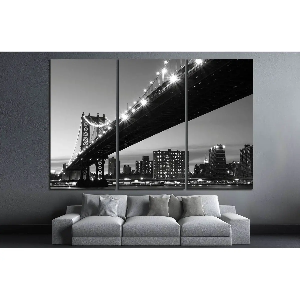 Manhattan Bridge At Nigh №759 Ready To Hang Canvas Print 3