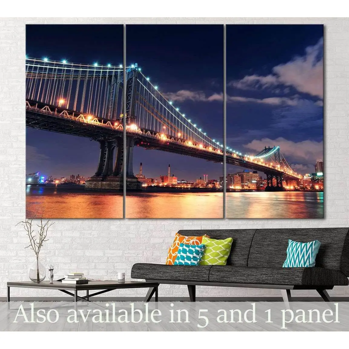 Manhattan Bridge At Night №123 Ready To Hang Canvas Print 5