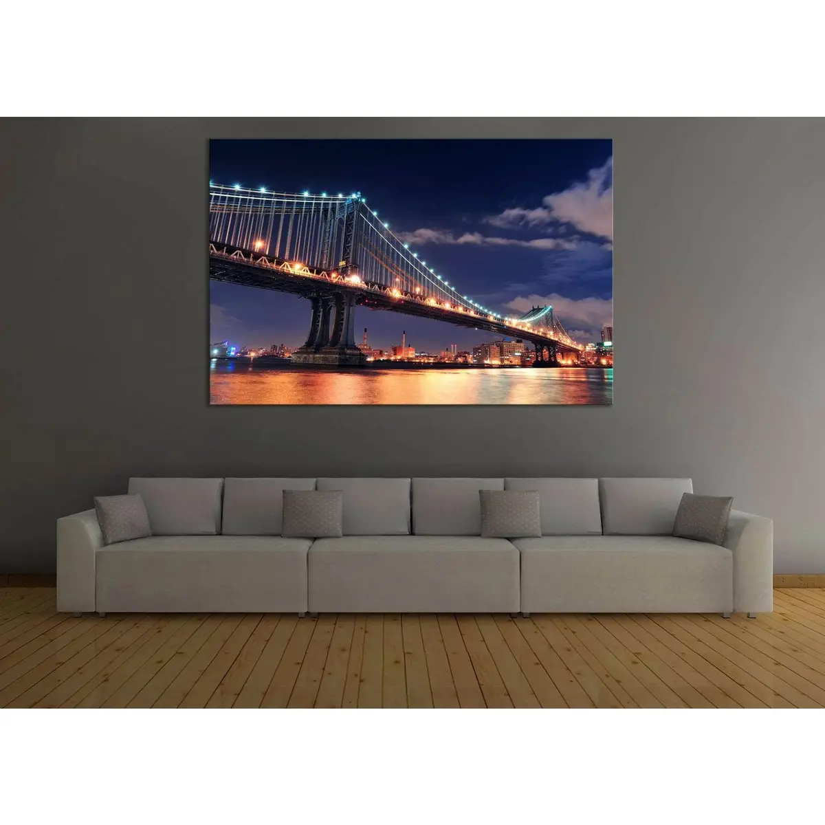 Manhattan Bridge At Night №123 Ready To Hang Canvas Print 3