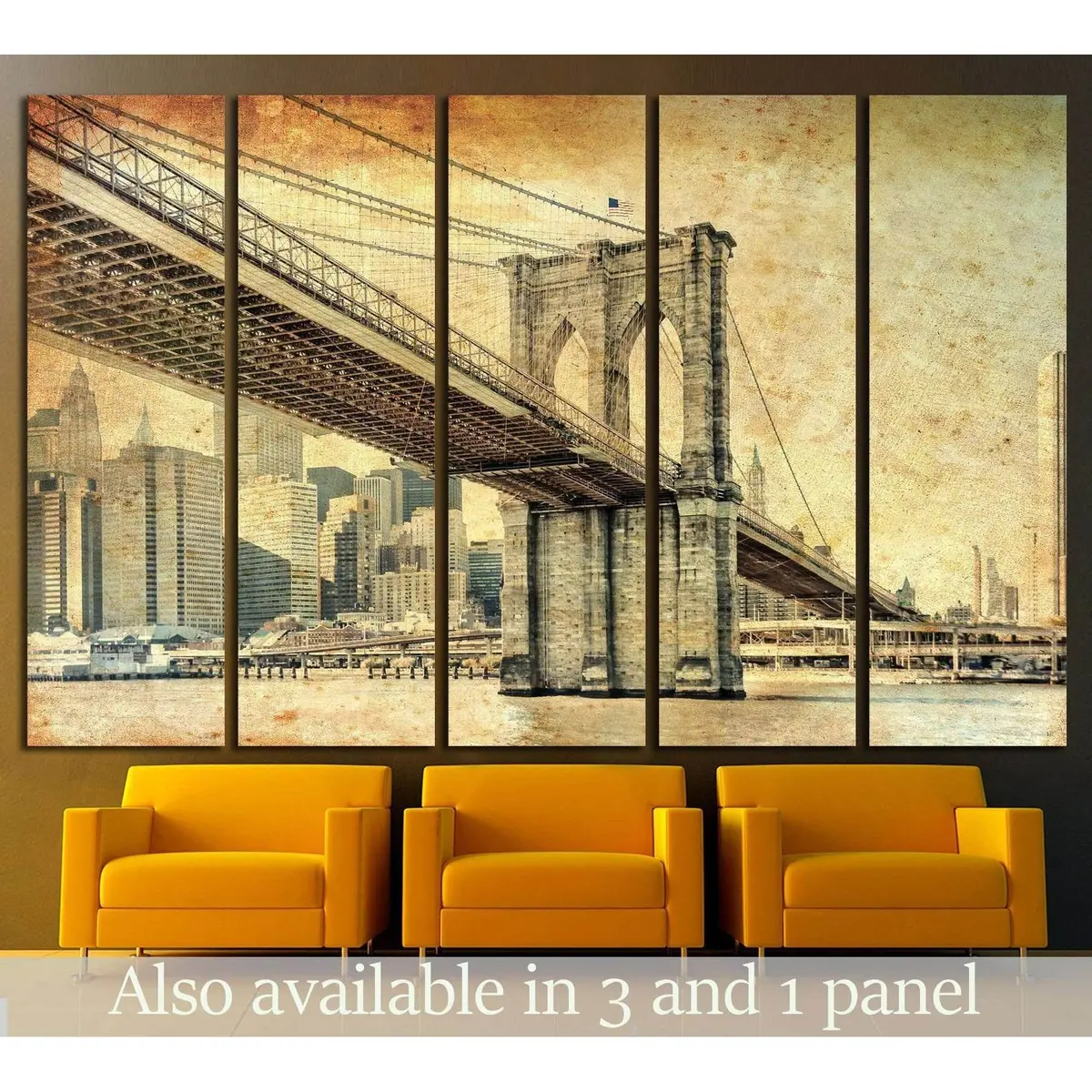 Manhattan Bridge In New York №830 Ready To Hang Canvas Print 1