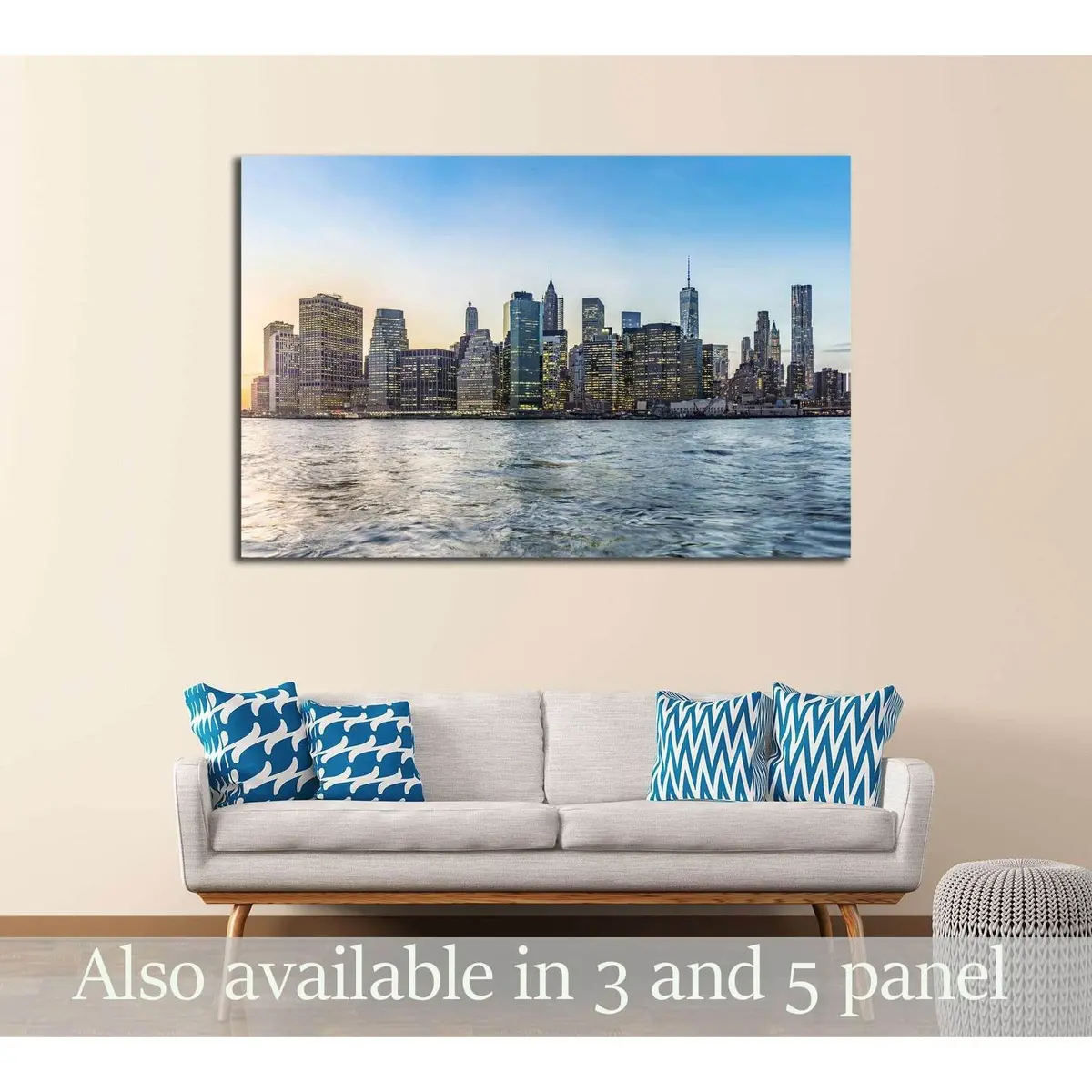 Manhattan Cityscape At Sunrise №3012 Ready To Hang Canvas Print 1