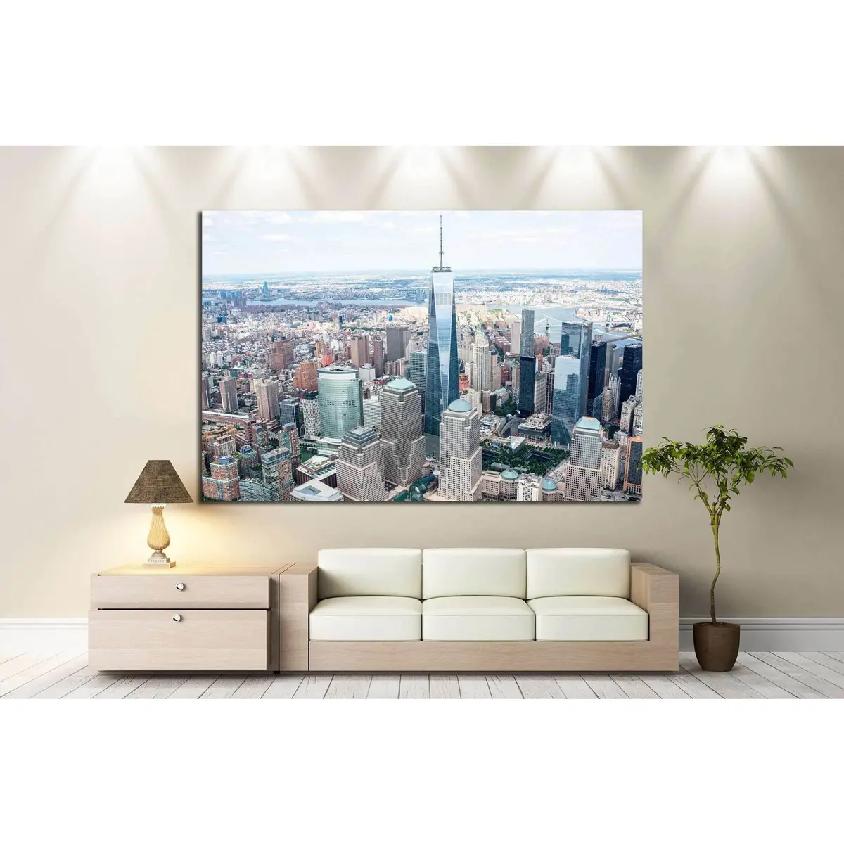 Manhattan From The Air №1265 Ready To Hang Canvas Print 3