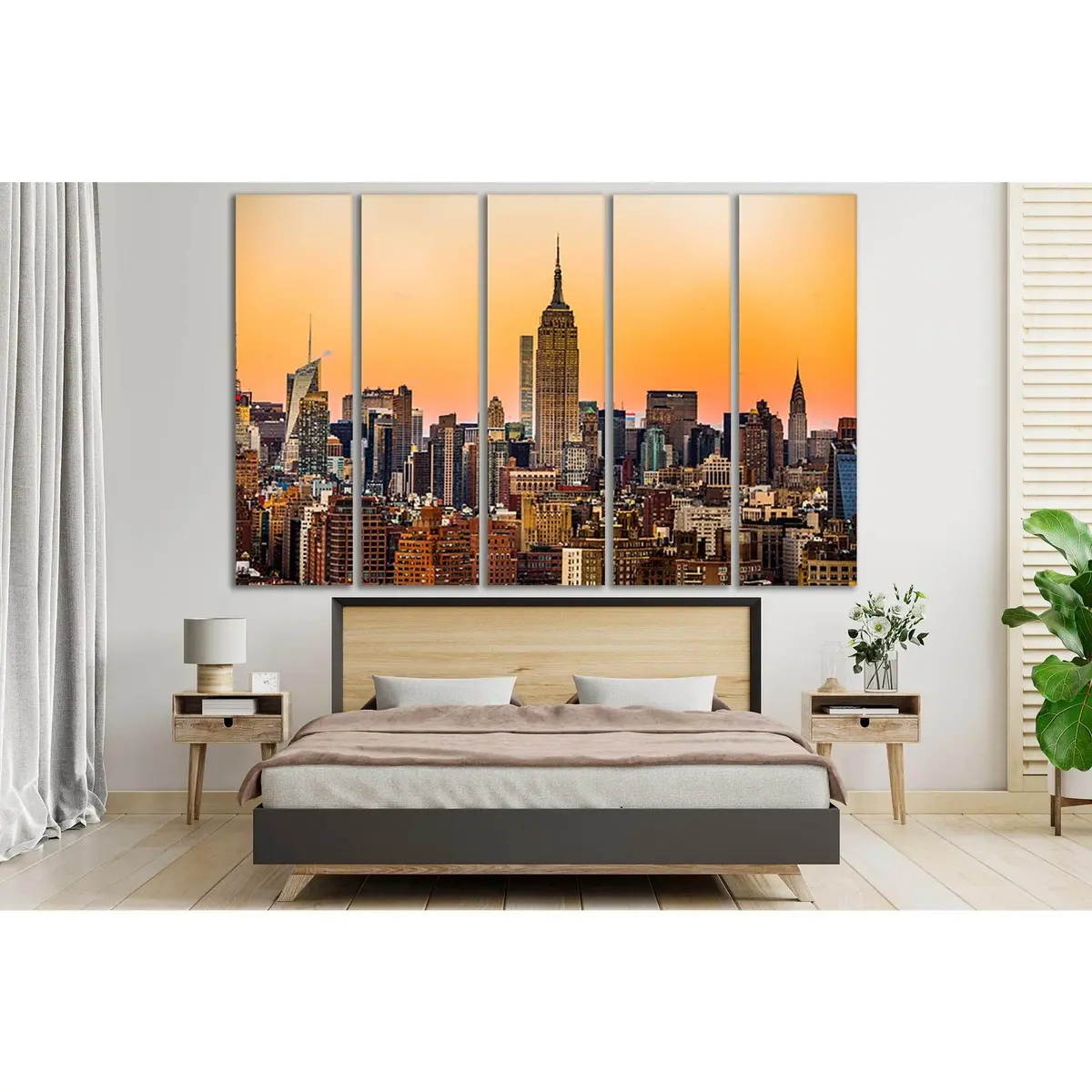 Sunset Over Manhattan, NYC – Ready-to-Hang Canvas Print (SL343)