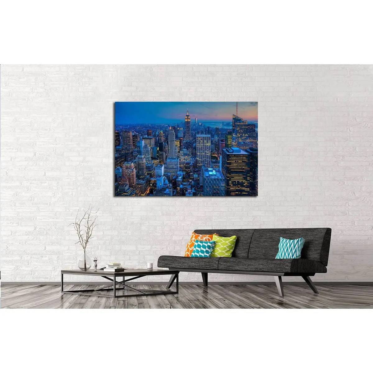 Manhattan Skyline After Dark №2955 Ready To Hang Canvas Print 3