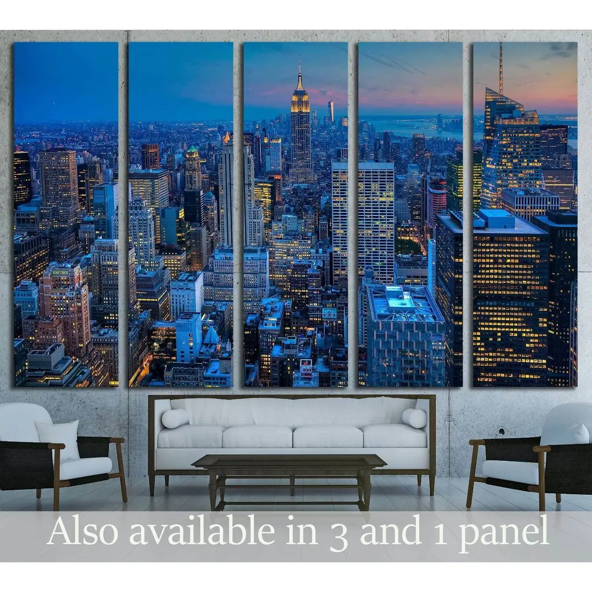 Manhattan Night Skyline Canvas Art Print №2955