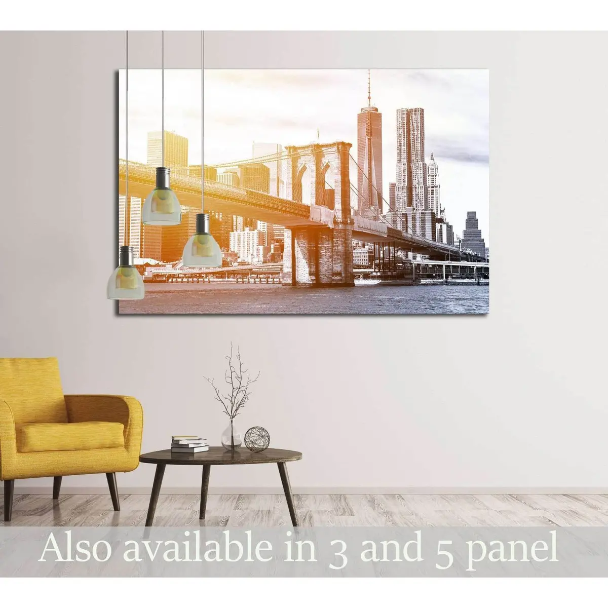 Manhattan Skyline And Brooklyn Bridge Seen From Brooklyn Bridge Park In Brooklyn №2743 Ready To Hang Canvas Print 1