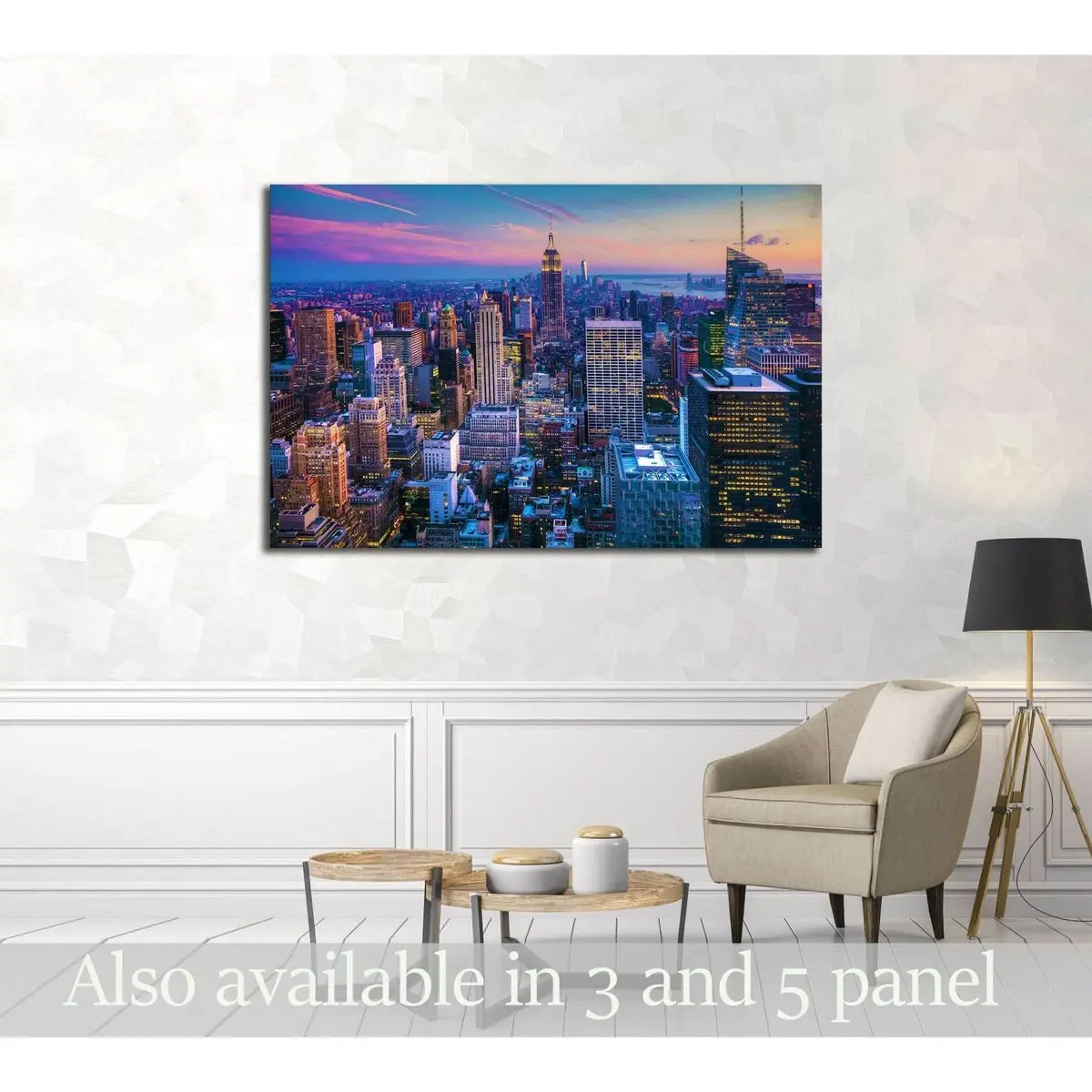 Manhattan Skyline At Dusk №3006 Ready To Hang Canvas Print 1