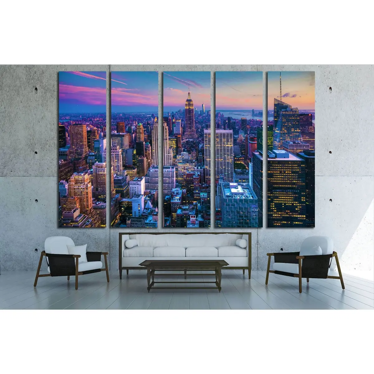 Manhattan Skyline at Dusk Canvas Wall Art – Ready-to-Hang Print #3006 - Image 3