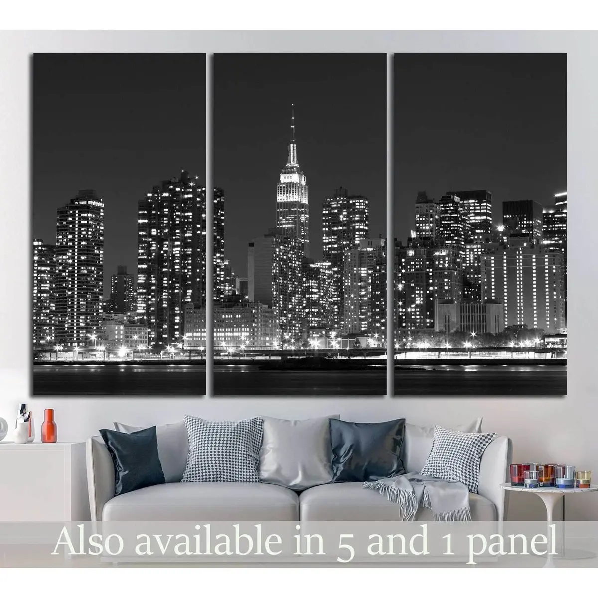 Manhattan Skyline At Night №777 Ready To Hang Canvas Print 5