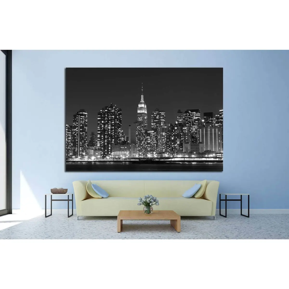 Manhattan Skyline At Night №777 Ready To Hang Canvas Print 2