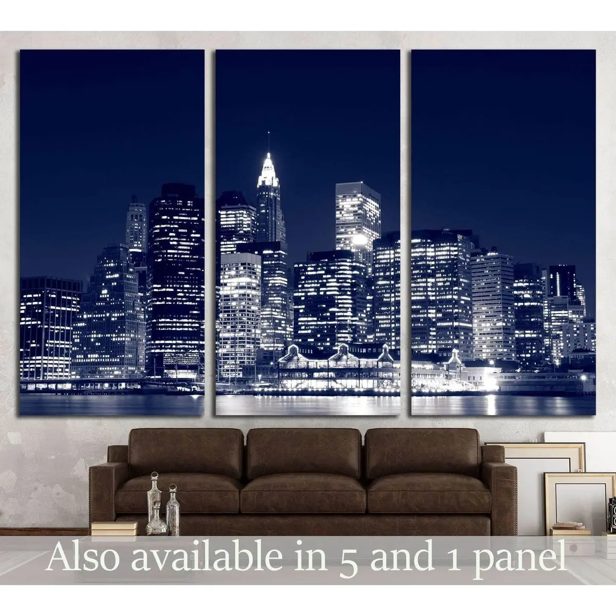 Manhattan Skyline At Night, New York City №2228 Ready To Hang Canvas Print 5