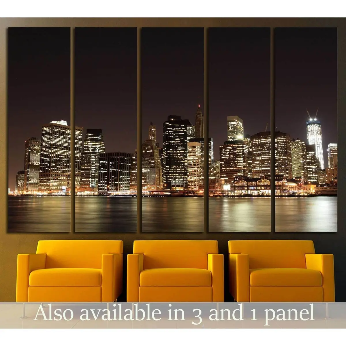 Manhattan Night Skyline Canvas Wall Art – Ready-to-Hang NYC Print #2602