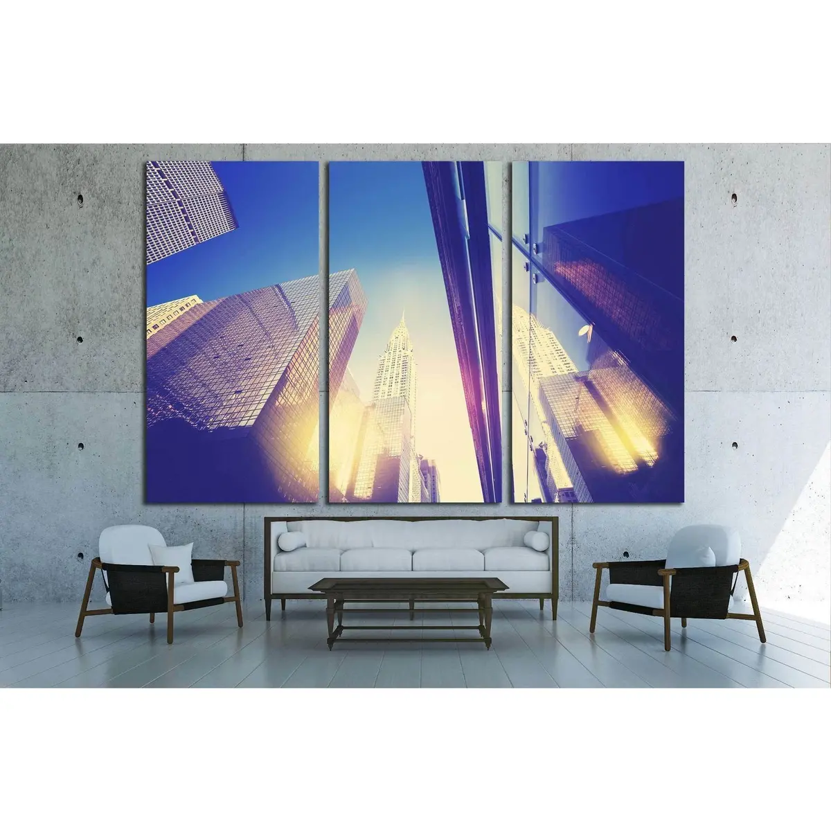 Manhattan Skyscrapers At Sunset Reflected In Windows, Nyc, Usa №1783 Ready To Hang Canvas Print 5