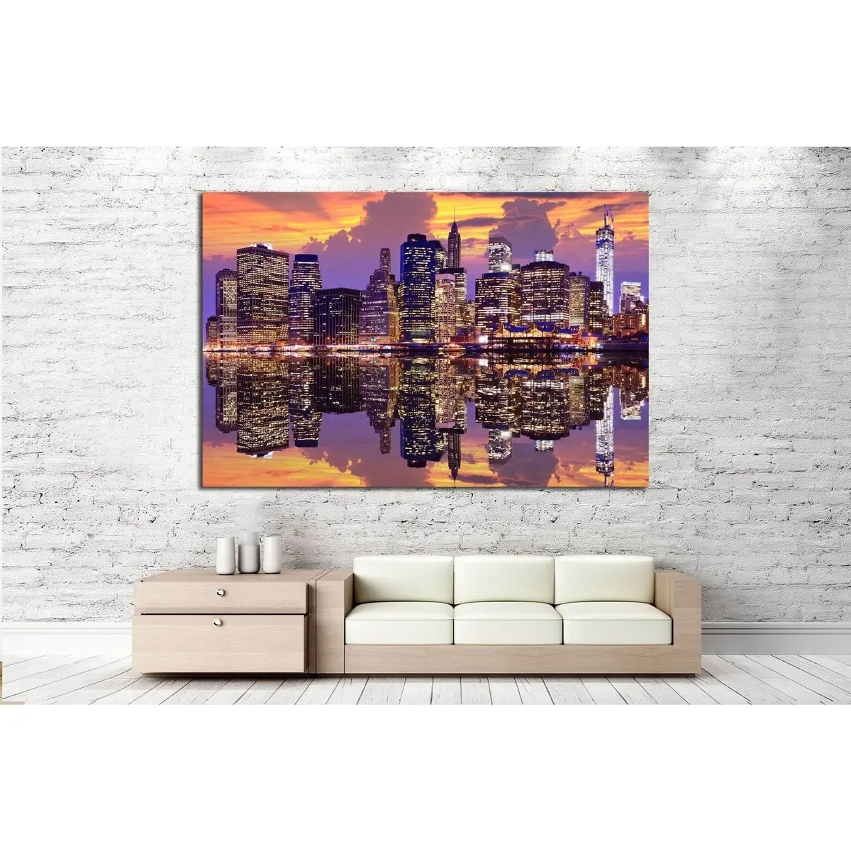 Manhattan With Dramatic Skyline №853 Ready To Hang Canvas Print 3