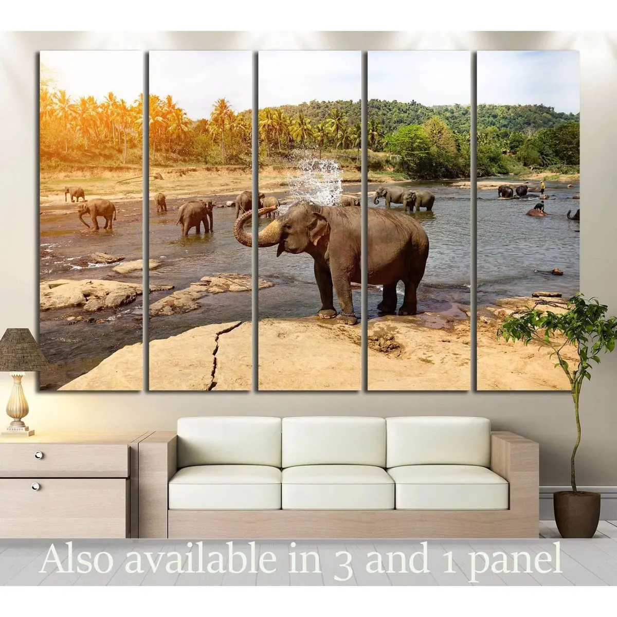 Abstract Elephant Canvas Wall Art Print #193