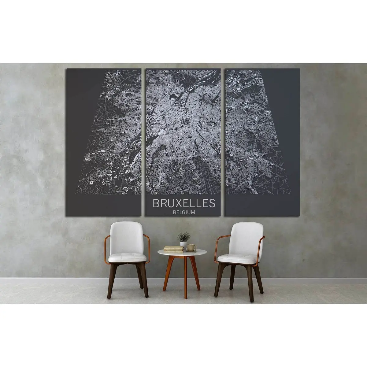Map Of Bruxelles, Satellite View, City, Belgium №1823 Ready To Hang Canvas Print 5