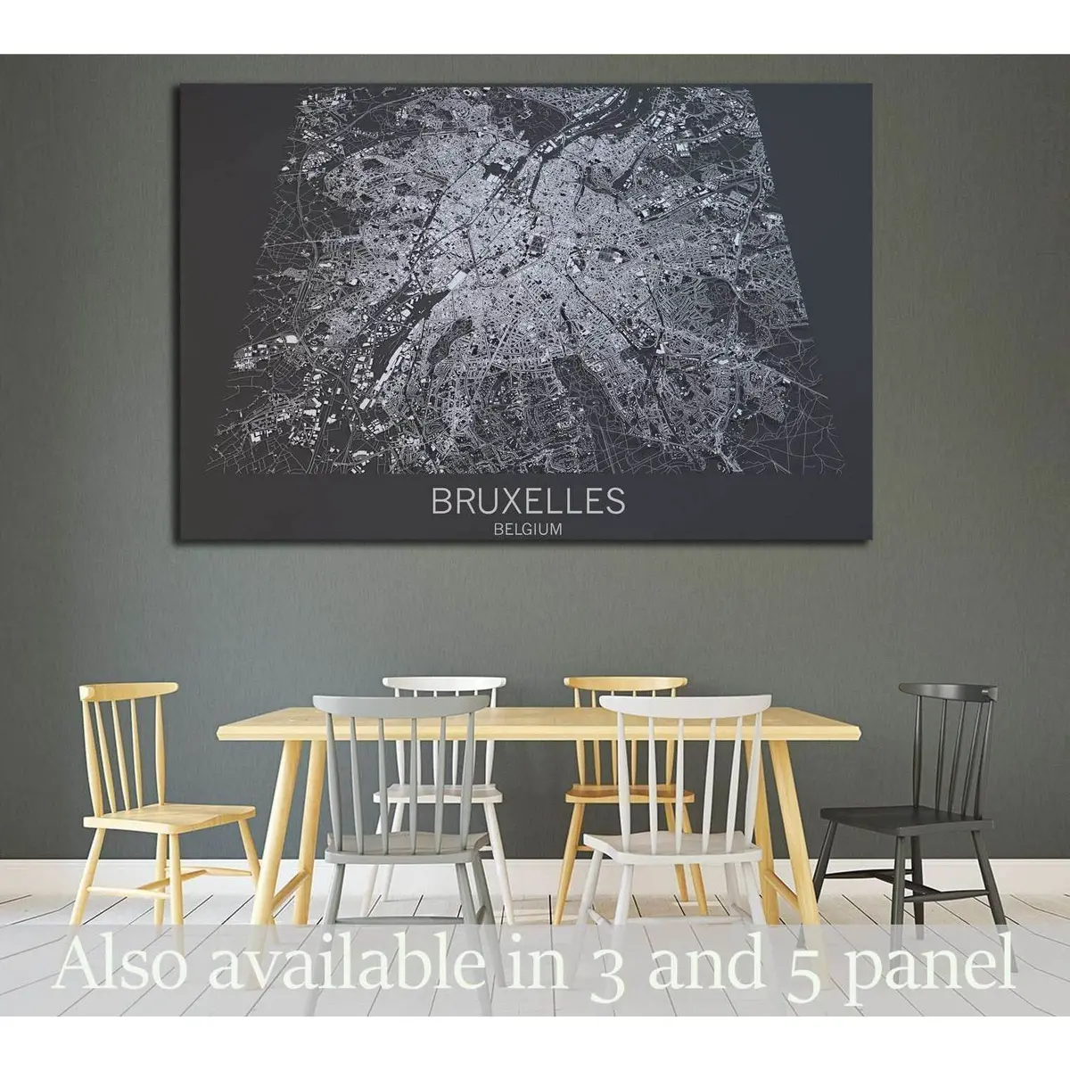 Map Of Bruxelles, Satellite View, City, Belgium №1823 Ready To Hang Canvas Print 1