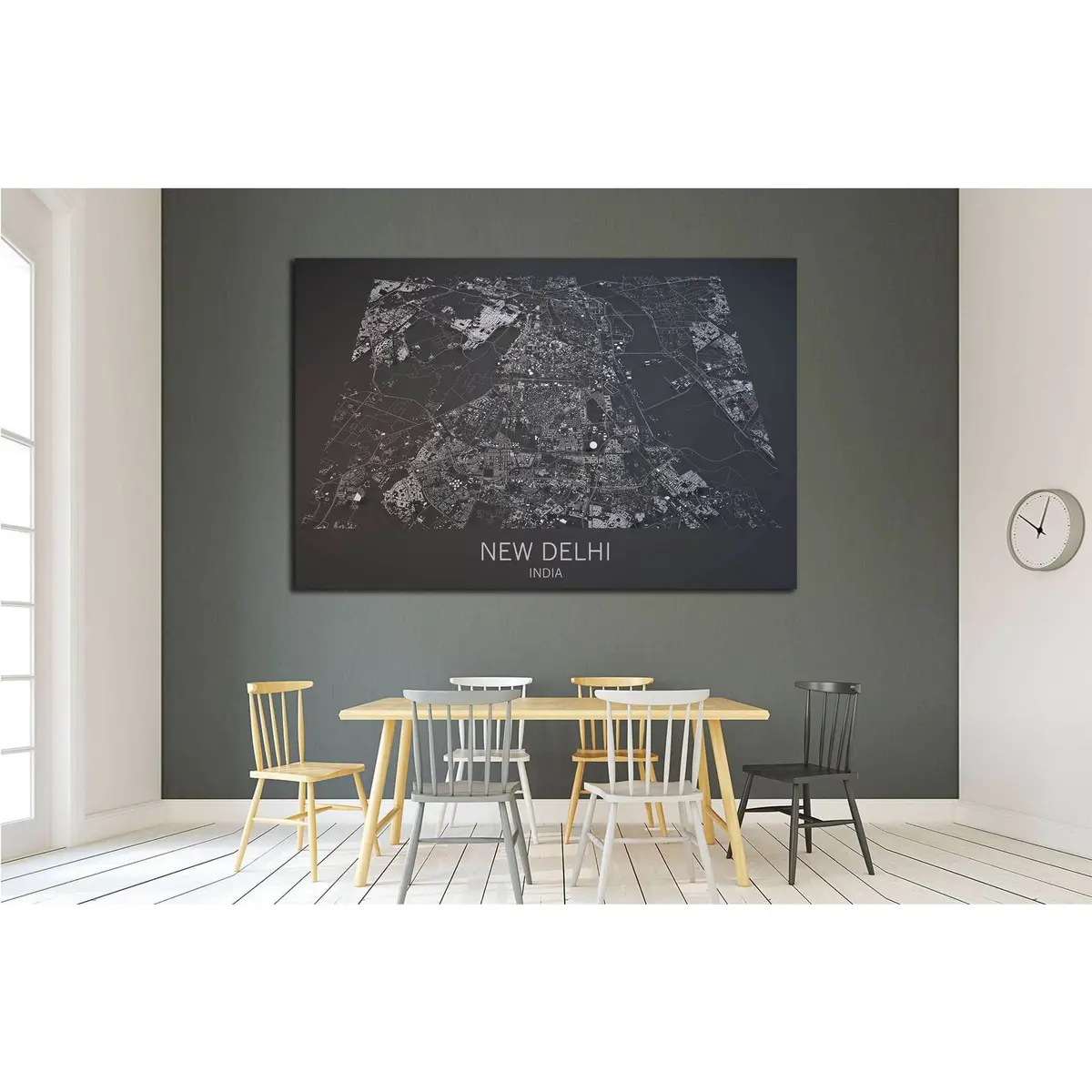 Map Of New Delhi, India, Satellite View №1824 Ready To Hang Canvas Print 2