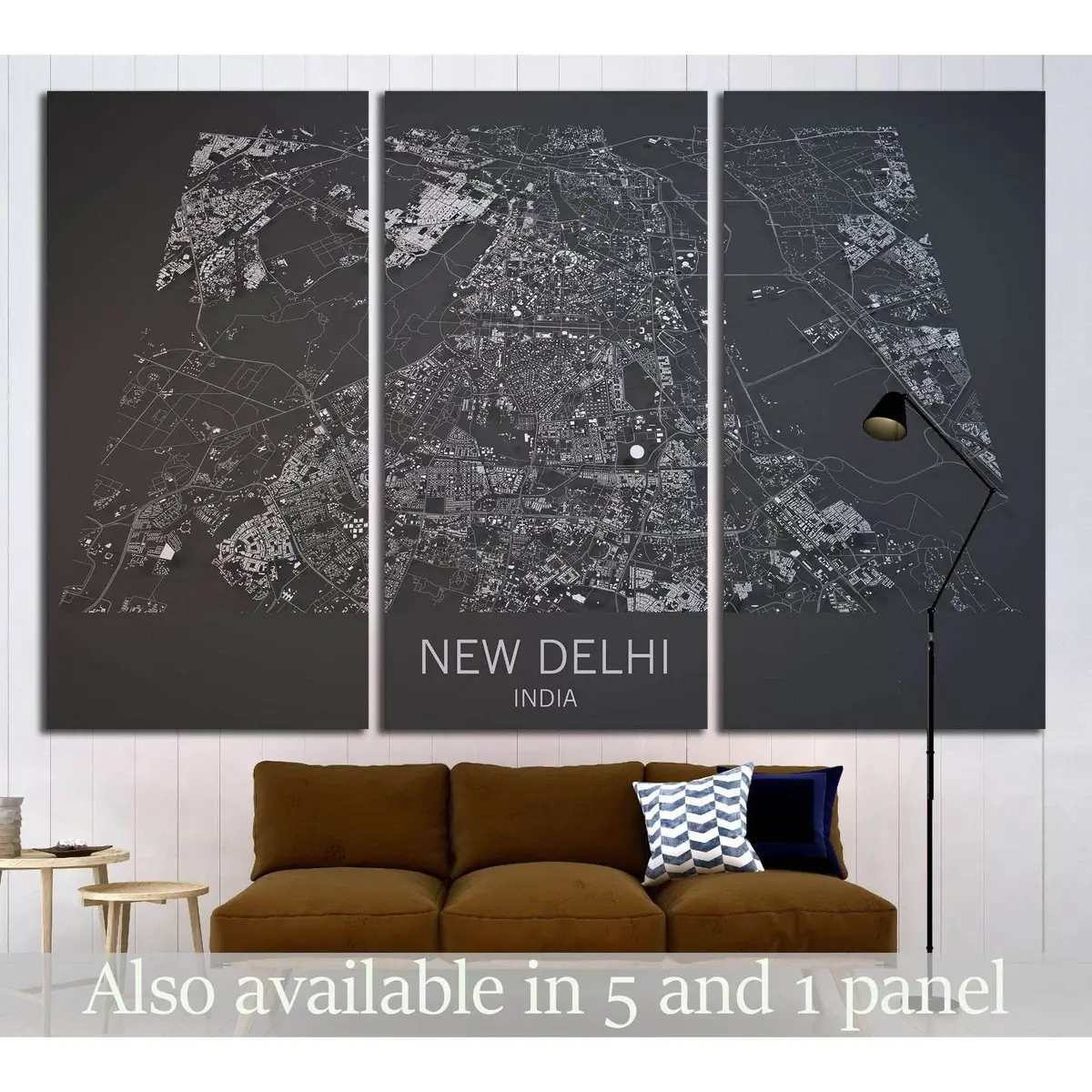 Map Of New Delhi, India, Satellite View №1824 Ready To Hang Canvas Print 5