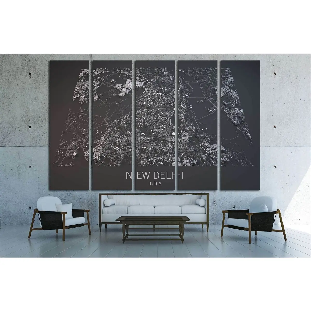 New Delhi India Satellite Map Canvas Art Print #1824 - Image 3