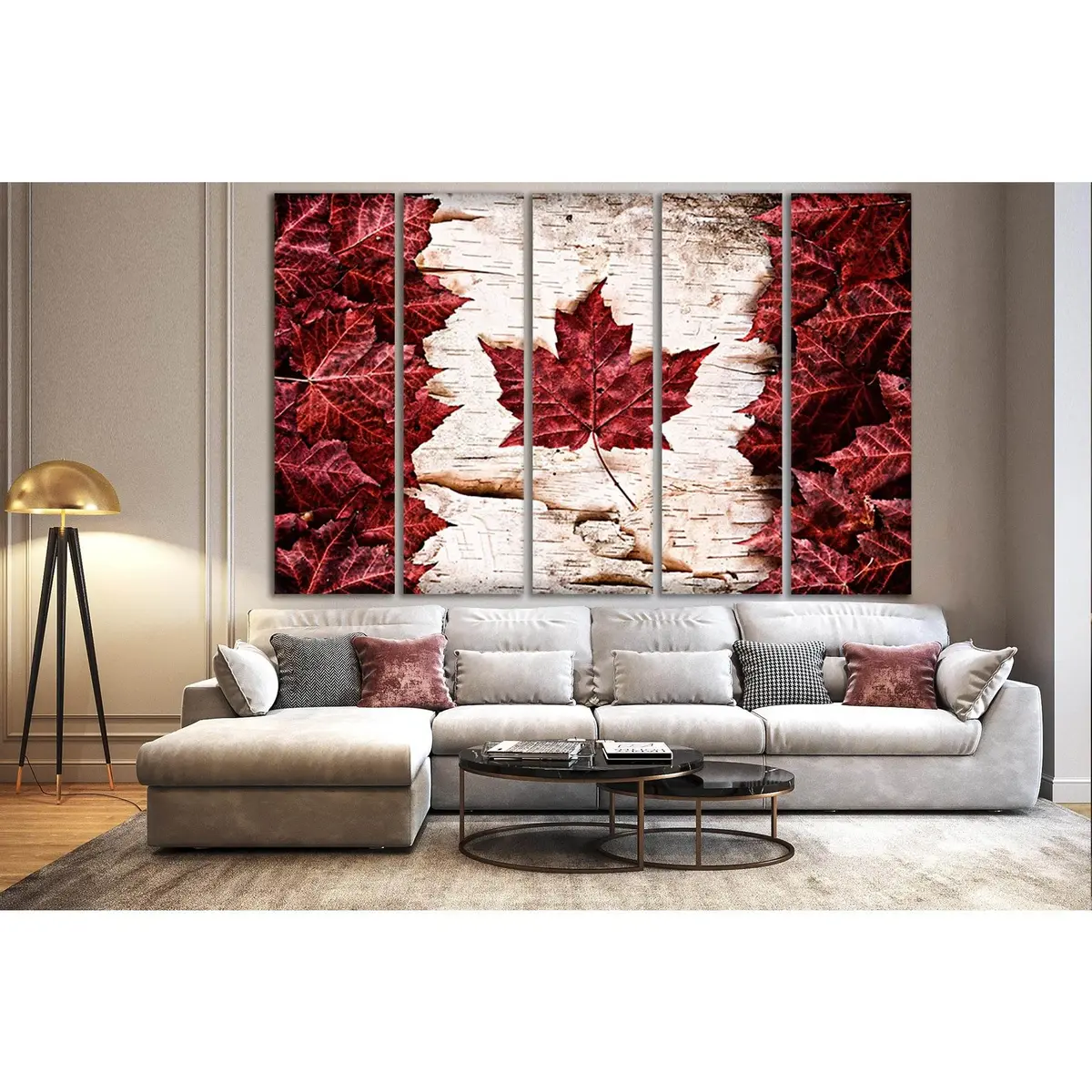 Canadian Flag with Maple Leaves Canvas Wall Art №SL1197 – Pre-Hung Decor - Image 3