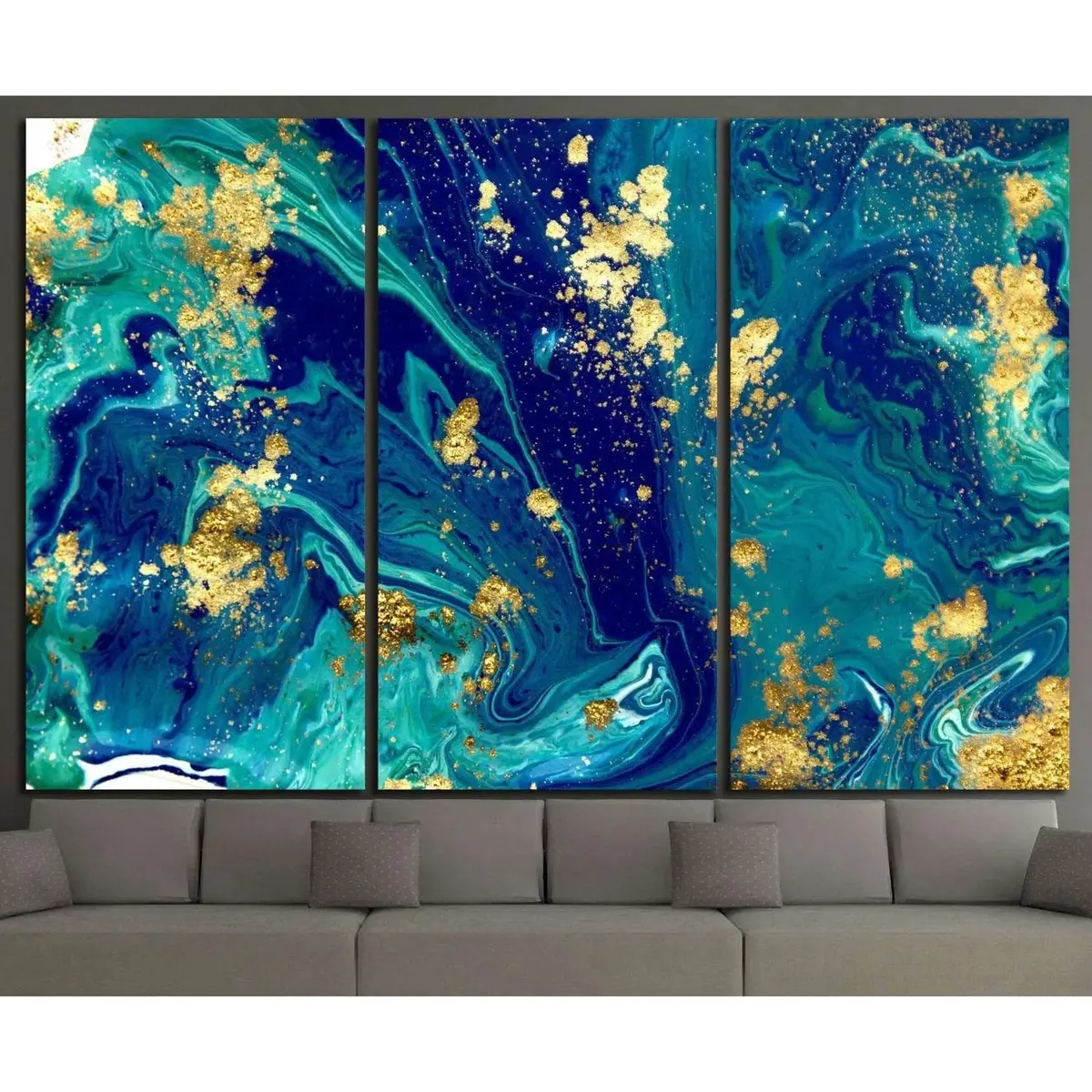 Marbled Blue Abstract №1060 Ready To Hang Canvas Print 5