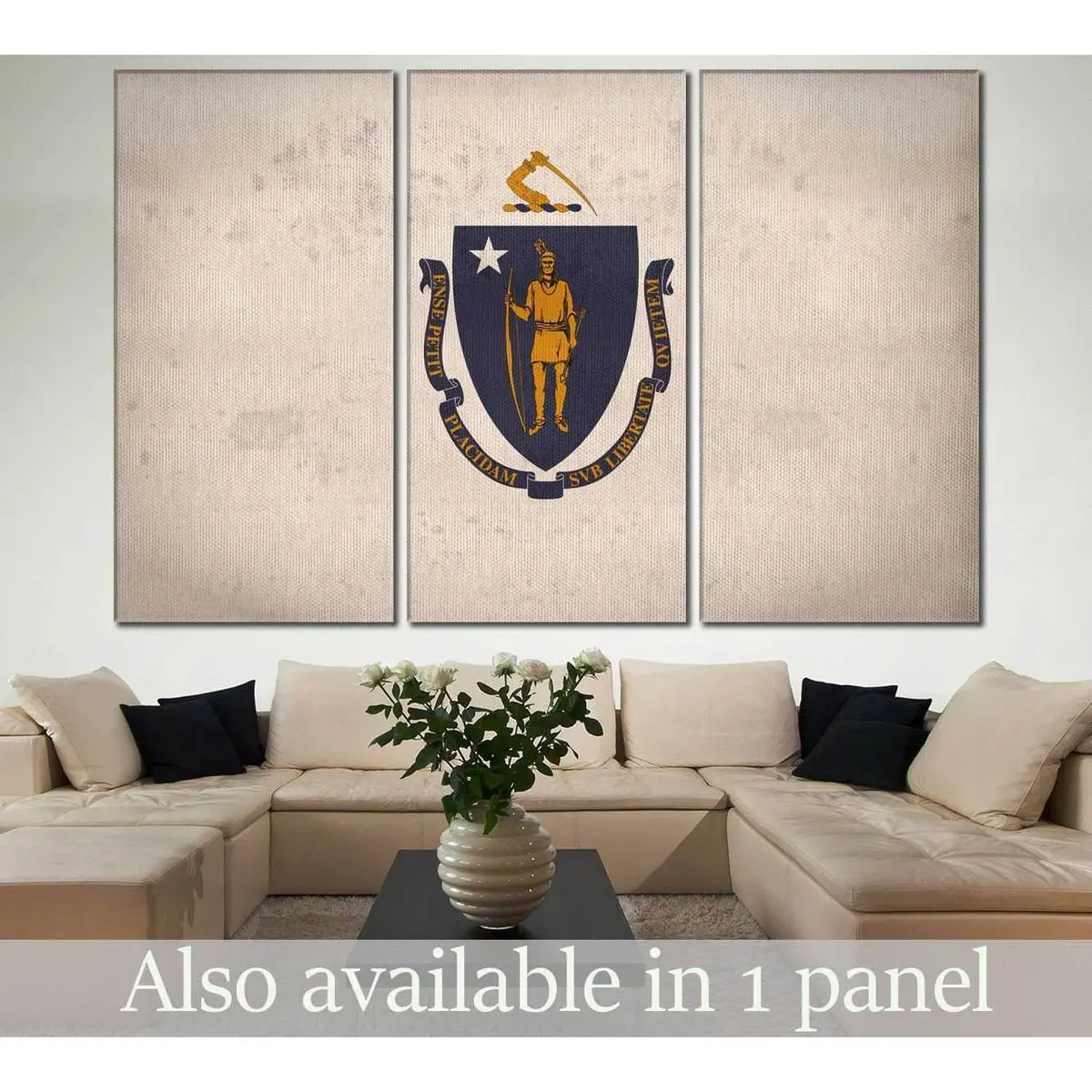 Premium Massachusetts State Flag Canvas Art Print №823 – Ready-to-Hang Wall Decor