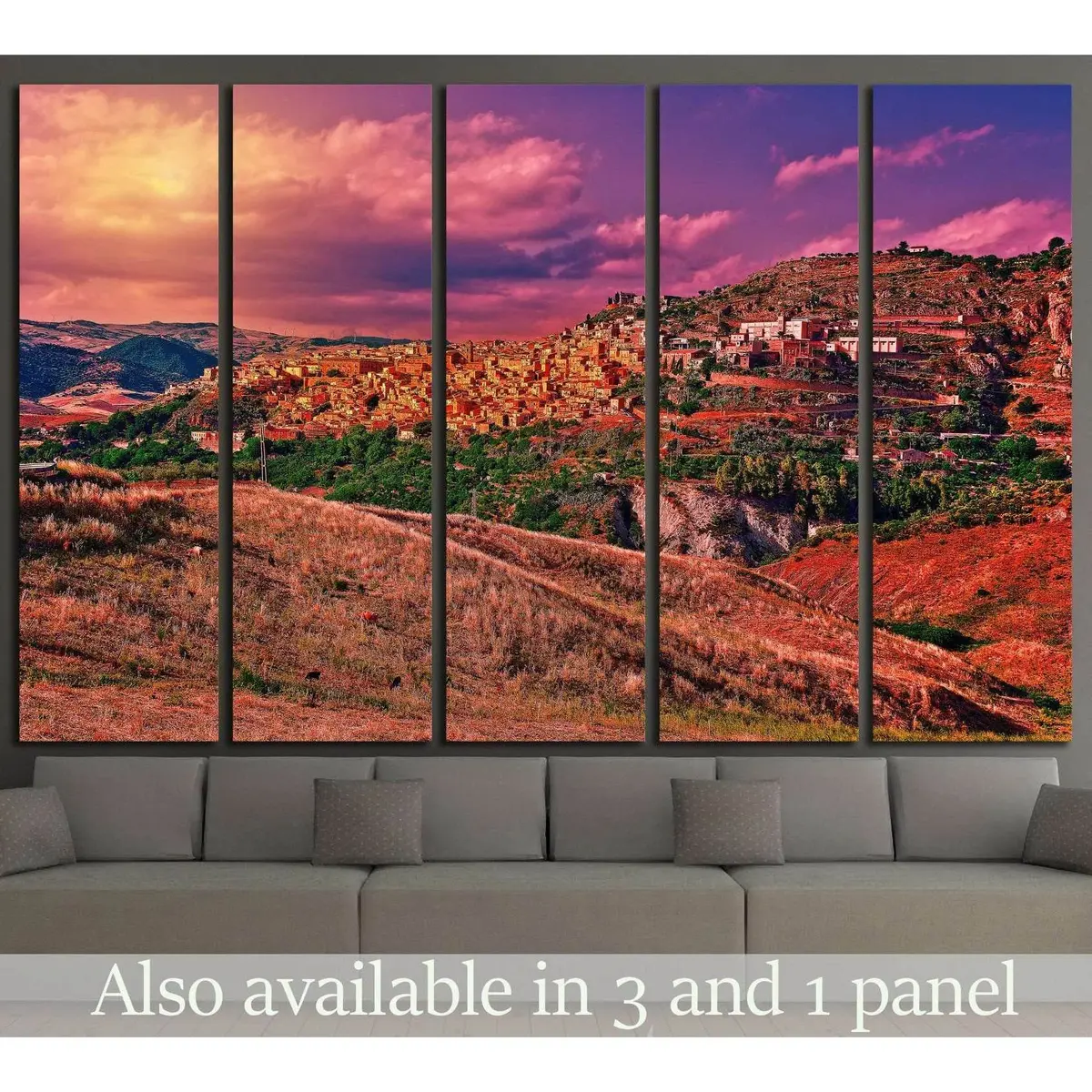 Hand-Stretched Medieval Village Canvas Print – Ready to Hang Wall Art #994